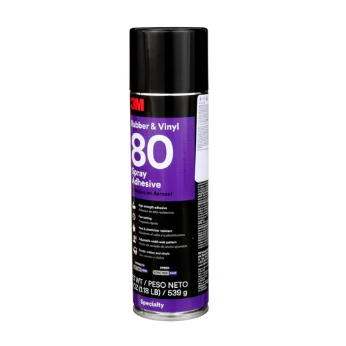Vista 2 de Spray adhesivo de hule y vinilo 3M 80, aerosol de 24 onzas (Peso neto 19 oz)