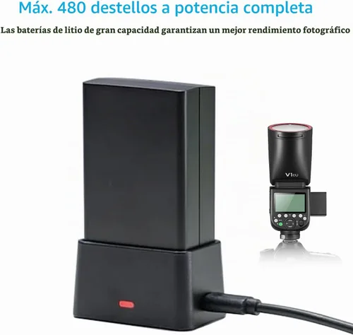 Vista 4 de Flash GODOX V1-C Versión USA para Canon, Flash Speedlight V1-CU con 2.4G Inalámbrico TTL, Batería Recargable, Sincronización de Alta Velocidad