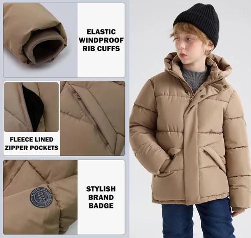Vista 6 de SOLOCOTE Boys Winter Coats Stay Warm and Dry with Water-Resistant Fleece Jacket