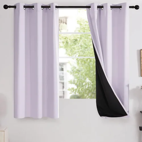 Vista 84 de Deconovo Cortinas opacas 100% con forro negro, cortinas con ojales aisladas térmicamente que reducen el ruido, doble capa para oscurecer