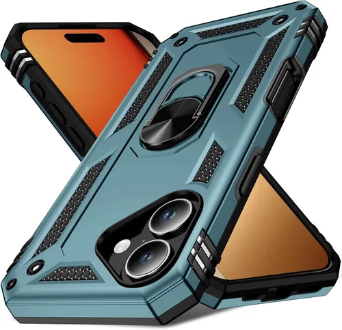 Vista 32 de Korecase Funda para iPhone 17 Pro con soporte de anillo, grado militar, resistente, a prueba de golpes, protección de cuerpo completo para Apple