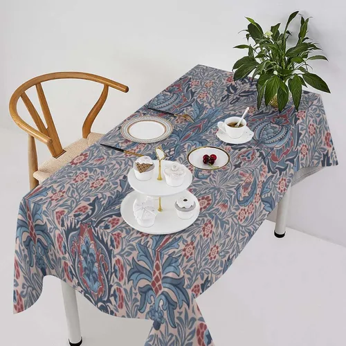 Vista 199 de Mantel Floral Retro de Pájaros, Diseño Original Bohemio William Morris Estampado Cubierta de Mesa para Hogar Picnic Fiesta Comedor Cocina William