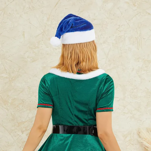 Vista 4 de Sombrero de Navidad unisex para adultos, sombreros de Papá Noel, gorro grueso de felpa para festival de Año Nuevo, fiesta, vacaciones, eventos