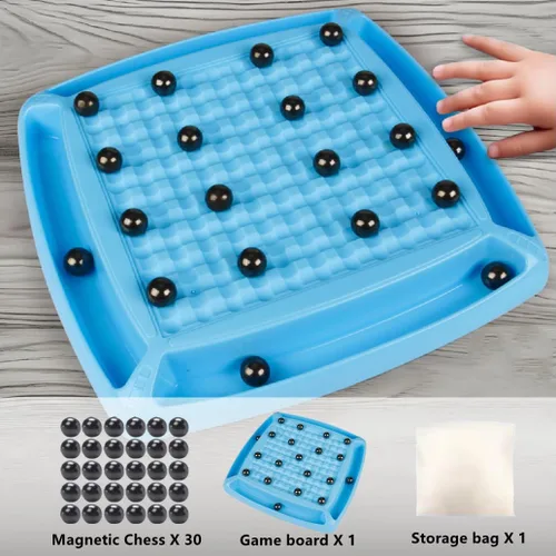 Vista 2 de Juego de ajedrez magnético, Sank Magnetismo Versus Ajedrez, Divertido juego de mesa magnético de piedras para la familia, con 40 piezas de piedras