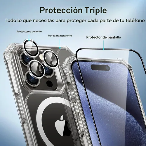Vista 7 de ESR Funda para iPhone 15 Pro Max con protector de pantalla y cámara Juego transparente