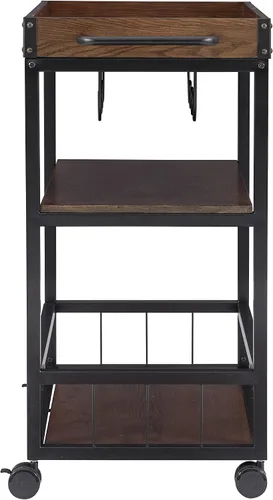 Vista 9 de Carrito de cocina portable Linon Austin., Madera, Negro