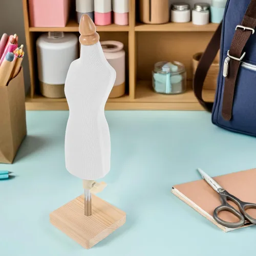 Vista 6 de Sewing Mannequin Dress Form with Wooden Adjustable Stand for Beginners Fashion Design and Doll Clothes Making Practice