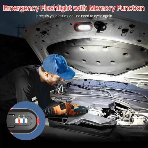 Vista 10 de Luz de trabajo magnética recargable, luz de trabajo LED de 400 lm con reflector y proyector COB, 5 modos, tiempo de ejecución de 3 a 7 horas