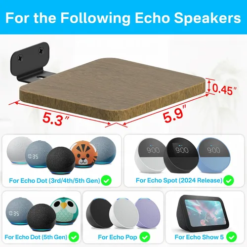 Vista 2 de Aiweiwa Soporte de pared para altavoz Echo Dot Max, Echo Studio, Echo Spot, Echo Show 5, soporte de pared Echo Pop, soporte de altavoz ajustable