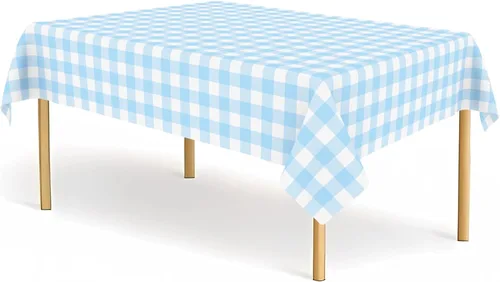 Vista 16 de Paquete de 2 manteles de plástico a cuadros en blanco y negro para fiestas, desechables de 54 x 108 pulgadas, mantel rectangular con bandera a