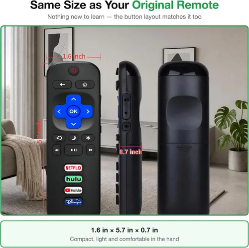 Vista 8 de Control remoto universal para televisores Roku TV, reemplazo