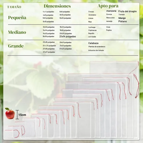 Vista 7 de Bolsas de cobertura de frutas contra pájaros, 25 bolsas de malla de protección de frutas de 4 x 6 pulgadas con cuerda, red para árboles frutales