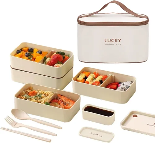 Vista 11 de Juego de contenedores de almuerzo portátiles aislados, caja Bento para adultos con bolsa de almuerzo aislada, 2 contenedores térmicos apilables