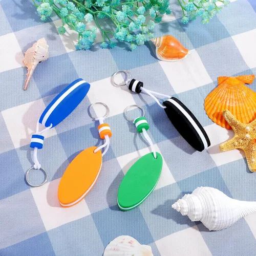 Vista 3 de Floating Keychain for Boat Keys, 4 Pack Waterproof Key Rings Pendant Azul/Verde/Naranja/Negro