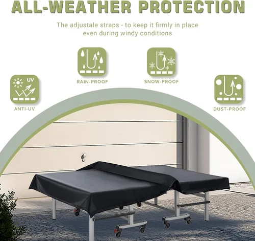 Vista 6 de Golkcurx Cubierta de mesa de ping pong, cubierta de tenis de mesa, impermeable, resistente al sol, para interiores y exteriores, se adapta a mesas