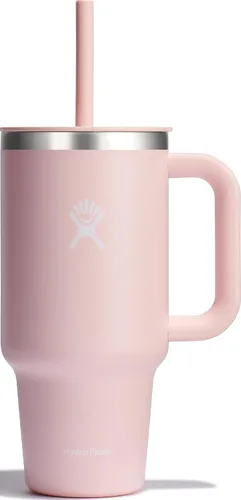 Vista 52 de Hydro Flask Vaso de Viaje con Asa, Tapa y Pajita - Acero Inoxidable Aislado en 24 Oz Aloe