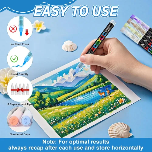 Vista 5 de Guangna 168 rotuladores de pintura acrílica, bolígrafos de pintura acrílica con punta de pincel, tinta impermeable de secado rápido, para pintar