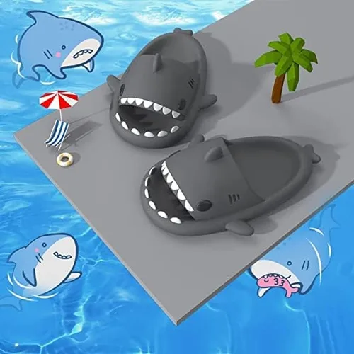 Vista 3 de rosyclo Pantuflas de tiburón en forma de nube, bonitas sandalias de tiburón para mujeres y hombres, sandalias de verano para niños y niñas, zapatos
