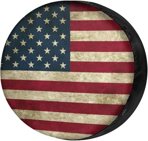 Vista 11 de Cubierta de Neumático de Repuesto con Bandera Negra de América con Agujero para Cámara de Respaldo Cubierta de Neumático de Rueda Compatible
