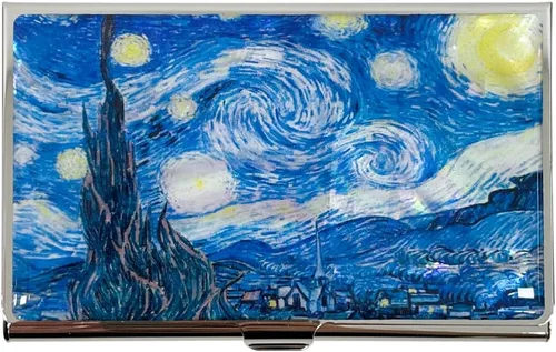 Vista 17 de Estuche para Tarjetas de Visita de Nácar Portador de Tarjetas de Crédito Identificación y Nombre Cartera de Viaje Diseño de Pintura Artística Metal