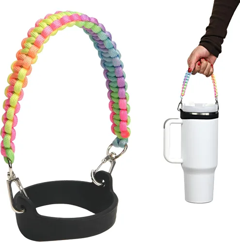 Vista 9 de Wongeto Correa con Asa para Botella de Agua - Compatible con Botella de Agua Stanley - Asa de Paracord para Accesorios de Vaso Stanley