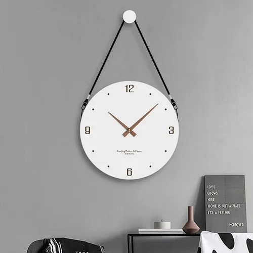 Vista 2 de Reloj de pared para dormitorio, reloj de pared de madera, funciona con pilas, redondo de 12 pulgadas, fácil de leer, decoración de pared, decoración