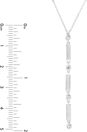 Vista 4 de Collar Lariat de oro blanco de 14 quilates con bisel y barras de diamante Dwt 0.05 Dwt de 18 pulgadas para mujer, Oro Blanco Gema, diamante blanco