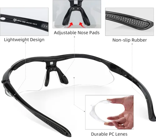 Vista 5 de ROCKBROS Photochromic Sports Sunglasses Mens Pickleball Glasses Cycling Glasses MTB Sunglasses, with Removable Elasctic Band