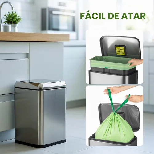Vista 5 de SUPERBIO Bolsas Compostables con Cordón para Desechos de Alimentos de 4 Galones, 15.1 Litros, 40 Piezas, 0.9 Mil, Bolsas de Desechos Resistentes