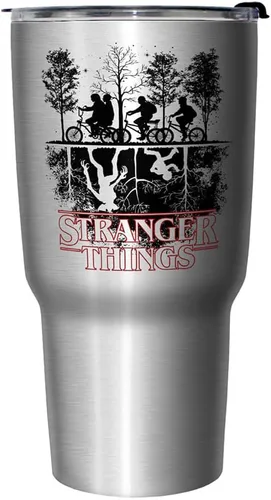 Vista 3 de Netflix Stranger Things Upside Down - Taza de viaje de acero inoxidable, 27 onzas, multicolor