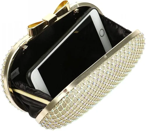 Vista 3 de Bolso cruzado con asa superior para mujer, bolso de noche con cuentas brillantes, bolso de mano para fiesta, graduación, boda, cóctel