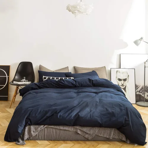 Vista 8 de SUSYBAO - Cobertor tipo duvet de 3 piezas, 100% de algodón natural, tamaño Queen, 1 cobertor con 2 fundas para almohada, calidad de lujo, ultra