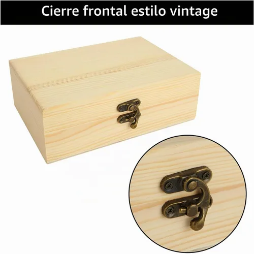 Vista 7 de Acrux7 Paquete de 4 cajas de madera sin terminar, caja de madera sin pintar de 7.2 pulgadas con tapa con bisagras, pequeñas cajas de almacenamiento