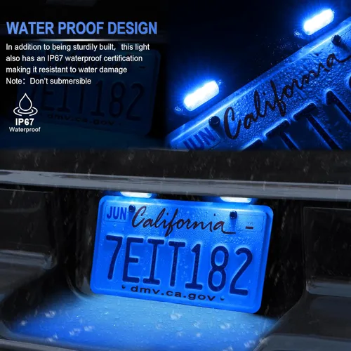 Vista 3 de LivTee Luces LED impermeables de 12 V, azul (2 unidades) para RV, cámper, camión, SUV, remolque, camioneta, escalón, cortesía, cúpula, carga, luces