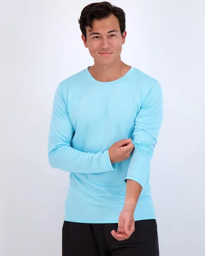 Vista 2 de Real Essentials Paquete de 3 y 5 Camiseta de manga larga atlética de secado rápido para hombre UPF SPF UV Sun (disponible en tallas grandes y altas)