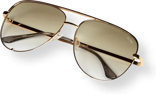 Vista 3 de EVEE Gafas de sol de aviador de metal a la moda con lentes de espejo reflectantes planos de gran tamaño (GEMINI)