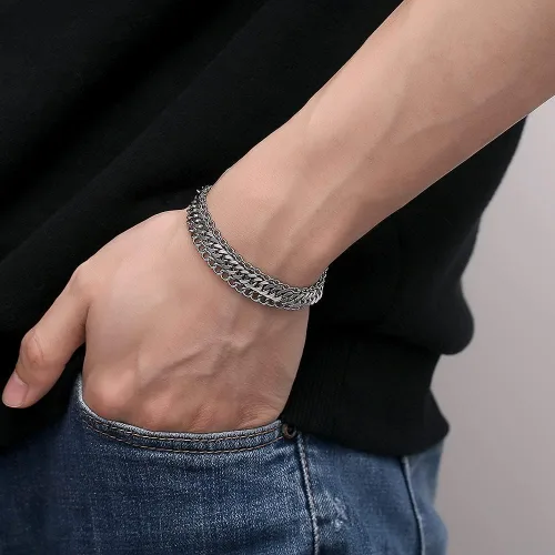 Vista 23 de LinnaLove Cadena intercambiable de acero inoxidable para pulseras de identificación de alerta médica para mujeres y hombres