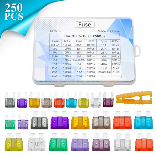 Vista 4 de Juego surtido de 250 fusibles de cuchilla de automóvil, fusible automático estándar y mini fusible de automóvil para marina, RV, cámper, barco