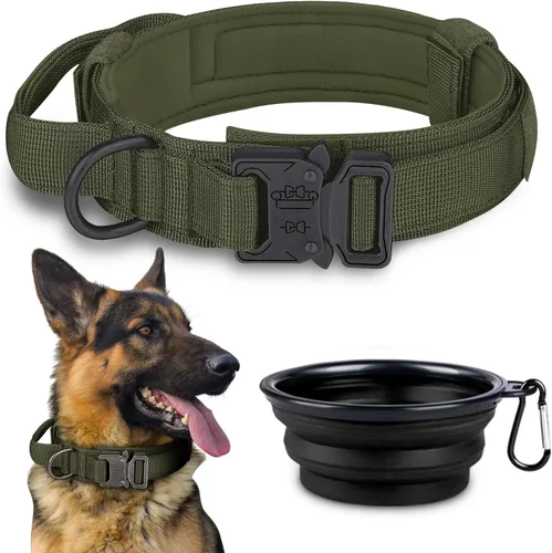 Vista 9 de COOYOO Juego de 3 collares tácticos para perros, collar ajustable de nailon para entrenamiento militar con mango de control y hebilla de metal