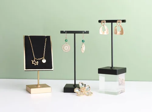 Vista 5 de BanST - Soporte de metal en forma de T para exhibir aretes y joyas, expositor de fotografía para mostrar