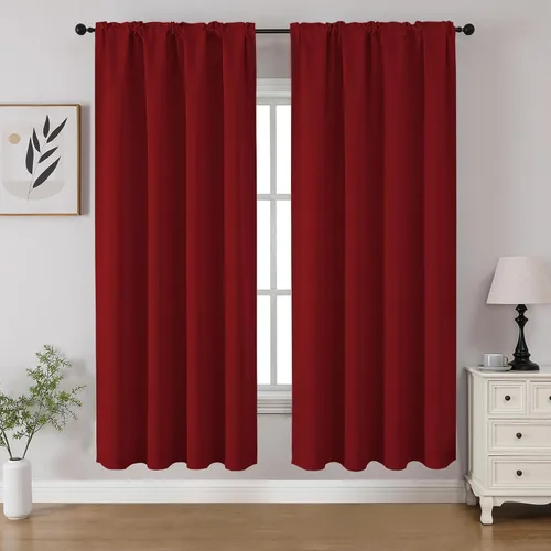Vista 74 de CUCRAF - Cortinas opacas beige de 45 pulgadas, juego de 2 paneles con bolsillo para barra, cortinas para oscurecer dormitorios y sala de estar