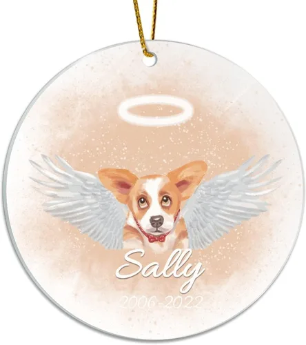 Vista 4 de Personalized Acrylic Pet Memorial Ornament, Acrylic, English Setter Hanging Keepsake, Dog Remembrance Ornament, Dog Gifts, Dog Angel Wings Ornament