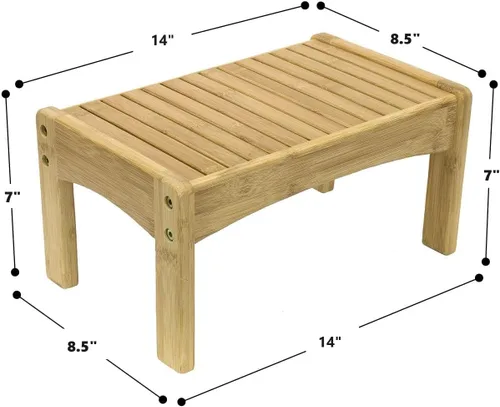 Vista 2 de Sorbus Taburete pequeño de bambú – Taburete de madera con reposapiés y taburete de entrenamiento para ir al baño para niños pequeños