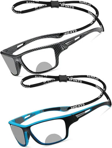 Vista 9 de Paquete de 2 gafas de lectura bifocales fotocromáticas de transición para ciclismo para hombres y mujeres, gafas de sol deportivas cuadradas negras