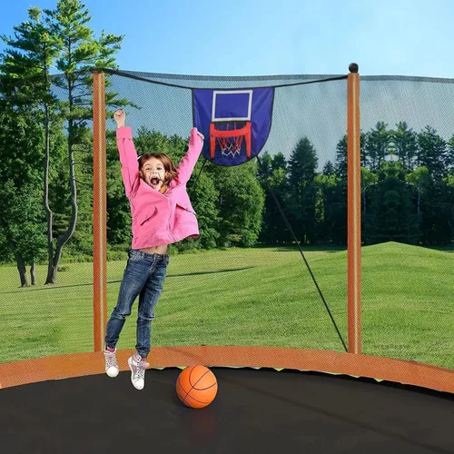 Vista 7 de 1500 libras 10 12 14 15 16 pies para adultos y niños con rociador, luces, aro de baloncesto, bolas de agua, 16 calcetines, trampolín recreativo