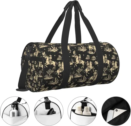 Vista 3 de Large Duffle Bag for Travel - Retro Western Cowboy Print Gym Bag for Women Men, Travel Foldable Bags for Women Men with Zippered Multiple Pockets