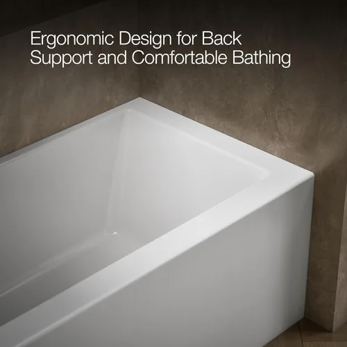 Vista 8 de Kohler 20201-LA-0 Bañera de alcoba Underscore® de 60" x 30" con delantal integral, brida integral y drenaje a la izquierda, Blanco