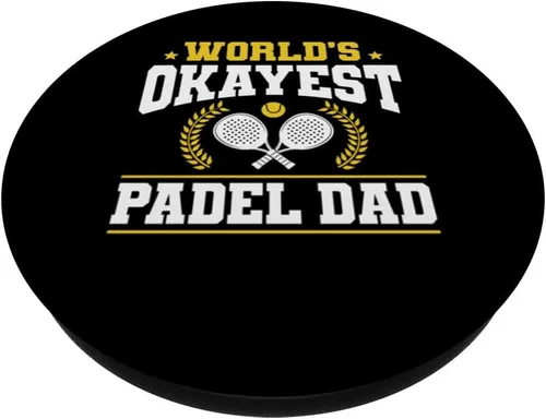 Vista 2 de Worlds Okayest Padel Dad Fathers Day Racquet Paddle PopSockets Adhesive PopGrip