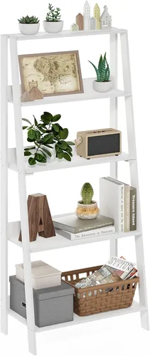 Vista 15 de Furinno Estantería para libros de 4 niveles, estante de escalera de marco abierto, pino ámbar Estantería de almacenamiento de pie de 10.9 x 23.6 x