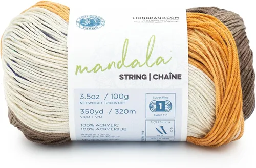 Vista 30 de Lion Brand Yarn Hilo Mandala String, Hilo Fingering para Tejer y Crochet, Acoustic, 1 Paquete